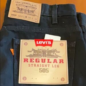 NWT | Levi's Mens Jeans Black 505 Regular Fit